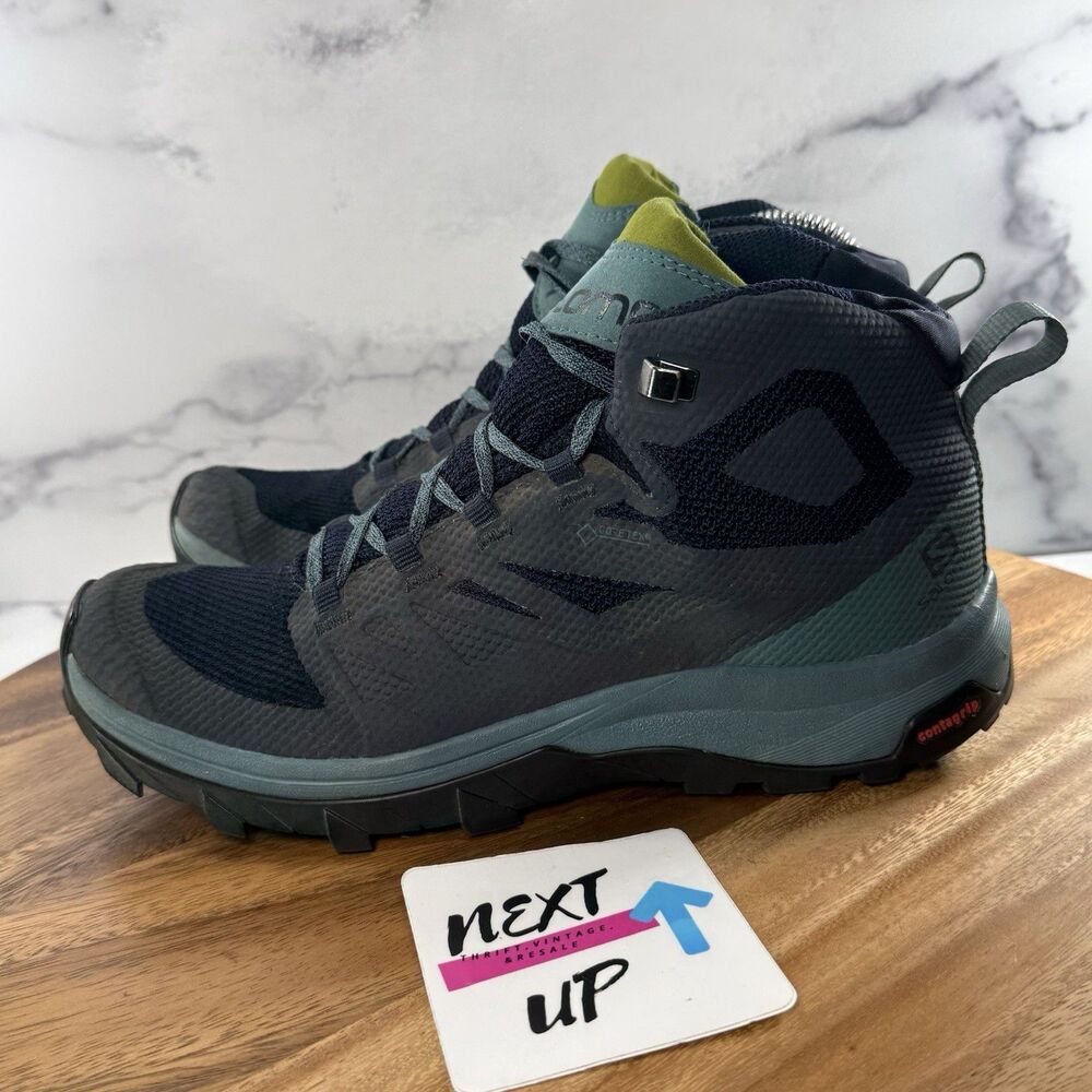 Womens size 8-Salomon Outline Mid GTX GORE-TEX Blue Trail Hiking Shoes